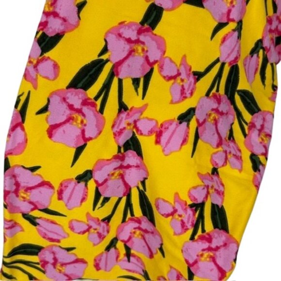 LuLaRoe TC2 Leggings Floral Flowers Pink Yellow Green Athletic Wear - Picture 1 of 4